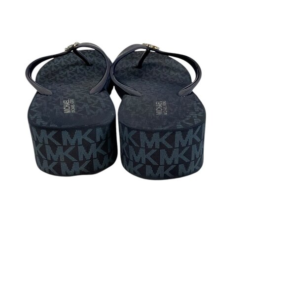 MICHAEL KORS MK Signature Bedford Blue Wedges Thongs Flip-Flops Sandals Size 11 - Picture 11 of 12